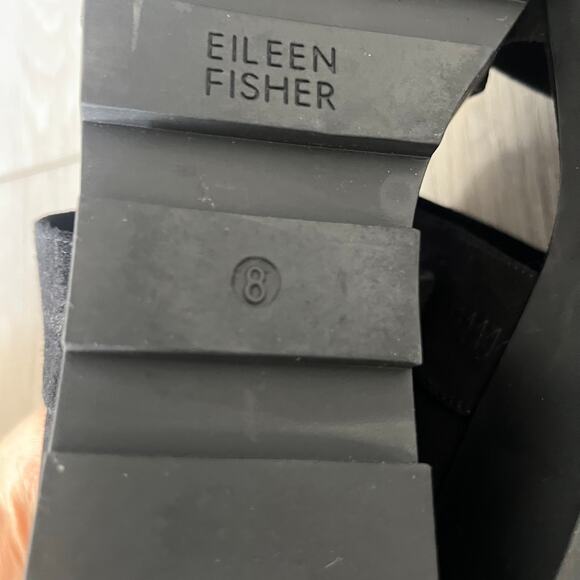 Eileen Fisher Marlow Mary Jane Women's 8 Black Suede Low Wedge Shoe Zip Back - Picture 9 of 10